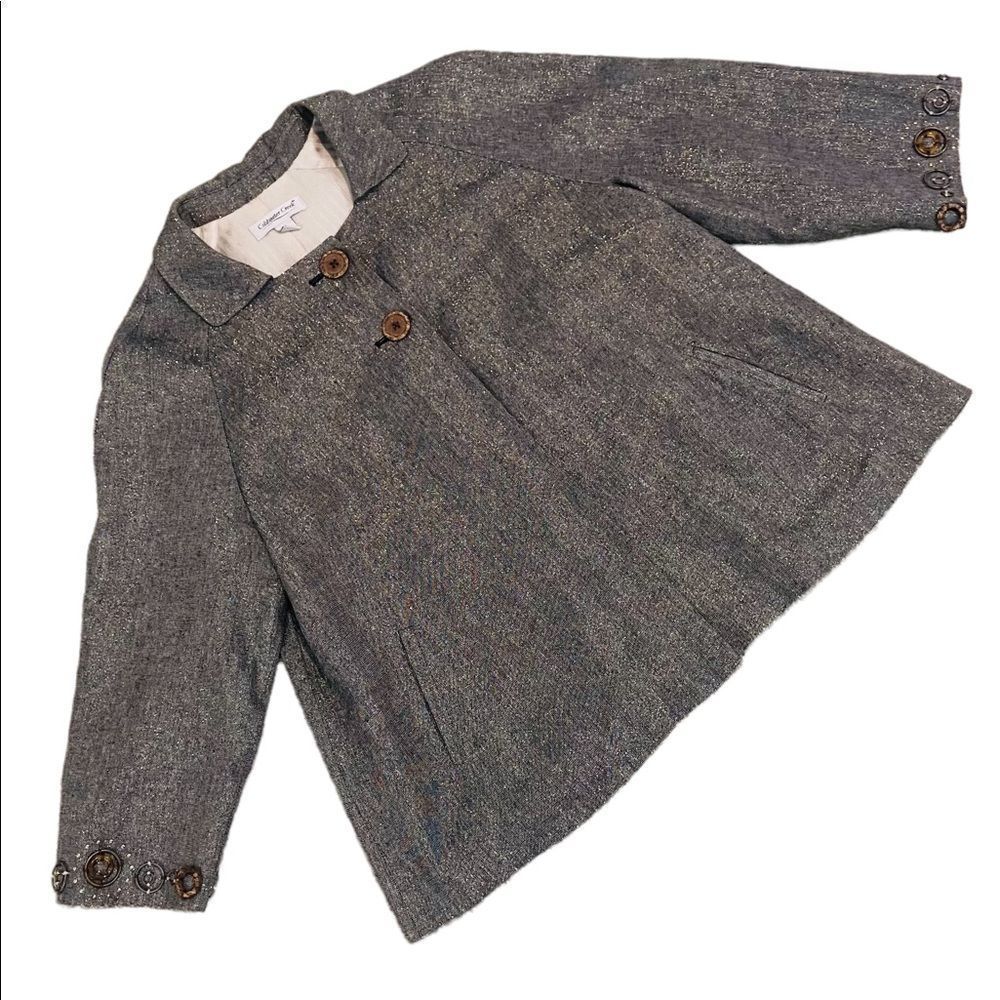 Coldwater creek metallic linen blend blazer jacket embellished cuffs size XL